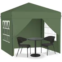 UISEBRT 2,5x2,5 m Pop-Up Pavillon, Faltpavillon Ein-Knopf Schnellaufbau, wasserdicht & UV-Schutz, mit 4 Seitenteilen, inkl. Tasche – Grün