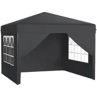 NaiZy 3x3 m Pop-Up Faltpavillon, Schnellaufbau mit Ein-Knopf, wasserdicht & UV-beständig, mit 4 Seitenteilen, inkl. Tasche – Anthrazit