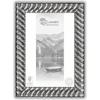 Clamaro Bilderrahmen Antik Massivholz 'TURIN' Shabby Chic Vintage Barock | Silber | , Größe:24x19