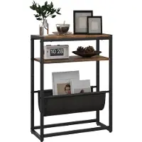 HOMCOM Beistelltisch, Couchtisch mit 3-stufiger Ablage, V-förmigem Magazinhalter