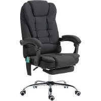 SUGIFT Schreibtischstuhl Massagesessel Samt-Leinen-Optik, Bürostuhl mit Massage & Heizung, ergonomisch, Schwarz | bis 120 kg | 135° | 65x70x119 cm