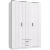 Wimex Möbel Kleiderschrank Bela "Borkum" in Landhausstil Weiß 3trg