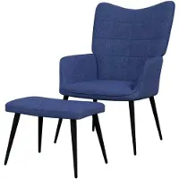 Markenlos Relaxsessel mit Hocker Blau Stoff