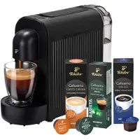 Tchibo Cafissimo NOW Kaffeemaschine Kapselmaschine inkl. 30 Kapseln für Caffè Crema, Espresso und Kaffee | 0,67 l | 1250 Watt | 11,4 x 33,7 x 23,5 cm | Schwarz