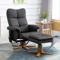 SUGIFT Massagesessel mit Hocker & 10 Vibrationspunkten, Relaxsessel 360° drehbar, Fernsehsessel Kunstleder, Braun | 145° neigbar | 80x86x99 cm