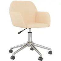 Syfax Drehbarer Bürostuhl mit Rollen, höhenverstellbar, Stoff Creme, 54 cm breit