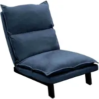 Markenlos Bodenstuhl Blau, gepolstert, verstellbare Rückenlehne, Leinenbezug, Stahlgestell, Loungesessel, Sitzkissen, Bodensofa, Bodensitz, Bodenkissen, Relaxsessel, Meditationsstuhl, Lazy Sofa