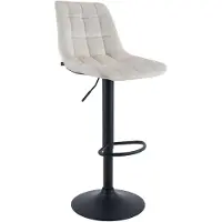 CLP Barhocker Mapun höhenverstellbarer Tresenhocker drehbar mit Polsterung | Farbe creme Material Samt