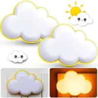 Dopwii 2er LED Nachtlicht Steckdose mit Lichtsensor – Wolke Nachtlampe, Dämmerungssensor, energiesparend, weiches Licht für Schlafzimmer, Flur (Auto Ein/Aus)
