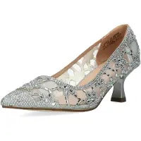 LAURA VITA Misstyl by Damen Pumps Strasssteine Transparent MIMA 01, Größe:37 EU, Farbe:Silber