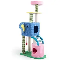 Northix Katzenbaum mit Elefantenmotiv, 2 Höhlen, gepolsterter Liegefläche, Kratzstämme