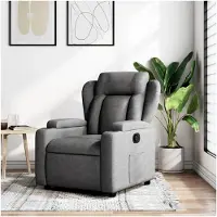 Markenlos Relaxsessel mit manueller Liegefunktion, moderner Stoff in Dunkelgrau, für Wohnzimmer und Schlafzimmer, 77 x 94,5 x 100 cm