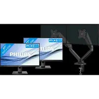 Philips 272B1G/00 Doppelpack + BlueBuilt Monitorhalterung Mechanische Feder für 2 Monitore