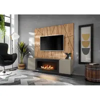 ASM-Moebel Wohnwand Anbauwand XARI II G2-K SGAS mit Push - Click und Bio-Ethanol Kamin