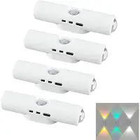 Novzep 4er-Set intelligente LED-Ambienteleuchten mit Bewegungssensor, kabellose LED-Wandleuchten mit Magnethalterung, wiederaufladbare