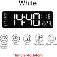 Mc star Große digitale LED-Wanduhr, Fernbedienung, Temperatur, Datum, Wochenanzeige, Speichertabelle, an der Wand montiert, zwei elektronische Wecker, 16 ZOLL, weiß
