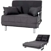 Markenlos Schlafsessel HWC-K29, Klappsessel Schlafsofa Gästebett Relaxsessel, Liegefläche 186x97cm Stoff (270g/m²) - dunkelgrau