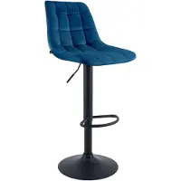 CLP Barhocker Mapun höhenverstellbarer Tresenhocker drehbar mit Polsterung | Farbe blau Material Samt