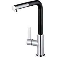 Markenlos L-INE S LINE-S Spültisch-Einhandmischer DN 15 in Schwarz-Matt und Chrom/Schwarz
