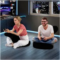 Markenlos Bodenstuhl mit Liegefunktion, Bodensessel mit 5-fach verstellbarer Rückenlehne, Bodensofa für Fernsehen, Lesen, Spielen und Meditation, gepolstert (Rosa)