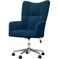 Markenlos Drehbarer Relaxsessel mit Rollen, höhenverstellbar, Polstersessel für das Wohnzimmer, blauer Samt