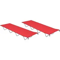 Syfax Campingbetten 2 Stk. 180x60x19 cm Oxford-Gewebe und Stahl Rot