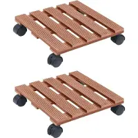 vidaXL "2026 Promotion" Pflanzenroller 2 Stk. - Blumenkasten - Braun 30x30x7,5 cm - WPC - Beete CC1304