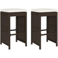 vidaXL "2026 MODERNE"Liegestuhl - Gartenmöbel - Balkonstuhl - Garten-Barhocker - mit Kissen 2er-set - multifunktional& Moderne - Braun Poly Rattan - Stühle für Garten, Balkon CC9546330