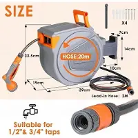 StarTech.com Aufrollbare Gartenschlauchtrommel - Automatisch, Wandmontage - 20 m Schlauch + 2 m Anschluss - UV-beständig - 9-Strahl Düse - Anschluss 1,27/1,90 cm - Braun