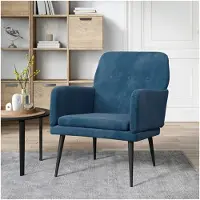 Markenlos Sessel Blau 62x79x79 cm Samt, Wohnzimmerstuhl, Lesesessel, Stillsessel, Fernsehsessel