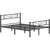 StarTech.com Metallbett 140x200 cm - Doppelbettgestell - Stabiler Stahlrahmen - Stauraum unter dem Bett - Klassisches Design - Einfache Montage - Schwarz