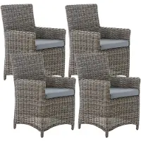 CLP Gartenstuhl 4er Set Fontana, Polyrattan Gartenstühle, Hochlehner mit Sitzkissen grau-meliert Polsterfarbe Eisengrau