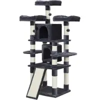 StarTech.com Kratzbaum & Kletterbaum für Katzen - 170 cm - 4 Ebenen - Holz - Größe M - Rauchgrau