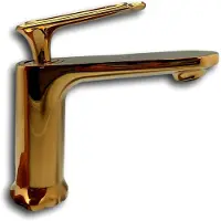 Markenlos Badarmatur Wasserhahn für Waschbecken im Badezimmer aus 24k Gold hochglanzpoliert aus Messing - Hergestellt in Italien