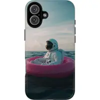 WOYC Astronaut auf pinker Luftmatratze – Hülle Kompatibel mit iPhone 16 Plus