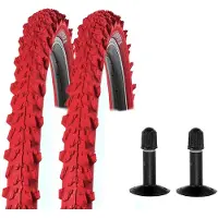 Kenda 2 Stück MTB Reifen rot 24x1.95 (50-507) mit 2 x AV 24 Schläuche