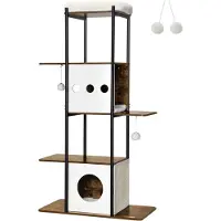StarTech.com Kratzbaum - Katzenturm - Große Plattform - 3 Ebenen - Kratzmatte - Modernes Design - Nylon - Weiß