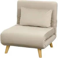 Markenlos 3-in-1 Schlafsessel Klappbar mit Bettfunktion und verstellbarer Rückenlehne in Leinenoptik, Relaxsessel für Wohnzimmer und Schlafzimmer, 72 x 78 x 79 cm, Beige