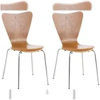 DELUKE 2er Set Besucherstuhl BERLIN Holz Eiche 45x49x85cm Konferenzstuhl Wartezimmerstuhl Bürostuhl