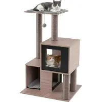 Northix Katzenkratzbaum mit Sisalstämmen, 2 Höhlen, 94 cm, Grau