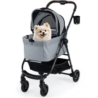Northix 3-in-1-Hundebuggy mit abnehmbarer Transportbox, Grau