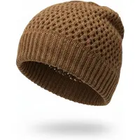 StyleBREAKER Strickmütze "Strick Beanie Mütze mit Loch Muster" 1 Stk.