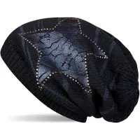 StyleBREAKER Strickmütze "Feinstrick Beanie mit Stern und Strass" 1 Stk.