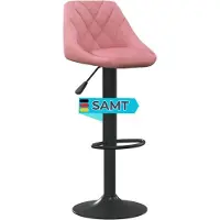 DELUKE Barhocker DUKE höhenverstellbar Rosa Samt | Barstühle drehbar Küchenhocker Thekenhocker für Küche Hausbar
