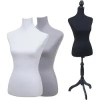 Mendler Schneiderpuppe mit 3 Bezügen HWC-Q24, Schaufensterpuppe Torso weiblich, Schaumstoff, abnehmbarer Bez 111705
