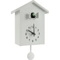 Mc star Kuckuck Geräusche, Uhren mit Pendel, Vogelhaus, batteriebetrieben, für Wohnzimmer, Wohnzimmer, Küche, Wanddekoration, Weiß, Zeiger + Zahl, ABS