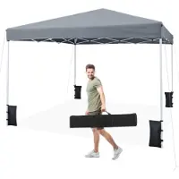 Costway Pavillon 3x3m, Pop-Up Faltpavillon höhenverstellbar, Gartenpavillon wasserabweisend, Partyzelt UV Schutz 50+ mit Tragetasche, 4 Sandsäcken