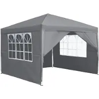 QEENTOE Faltpavillon 2,5x2,5 m Gartenpavillon Partyzelt mit 4 Seitenteilen, wasserdicht UV-Schutz Grau für Party Hochzeit Picknick