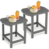 StarTech.com Outdoor-Beistelltische - 2er Set - Wetterfest - Kunststoff - Klein - Für Garten & Balkon - Grau