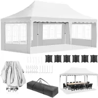StarTech.com Gartenpavillon - Pop Up Faltpavillon 3 x 6 m - Wasserdicht - Polyurethanbeschichtetes HDPE-Gewebe - Aluminiumrahmen - 4 Seitenwände - Weiß